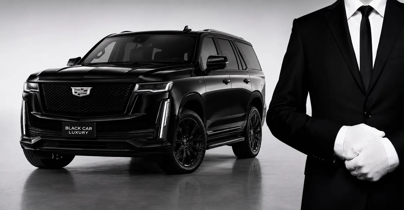 Black Cadillac Escalade with professional chauffeur